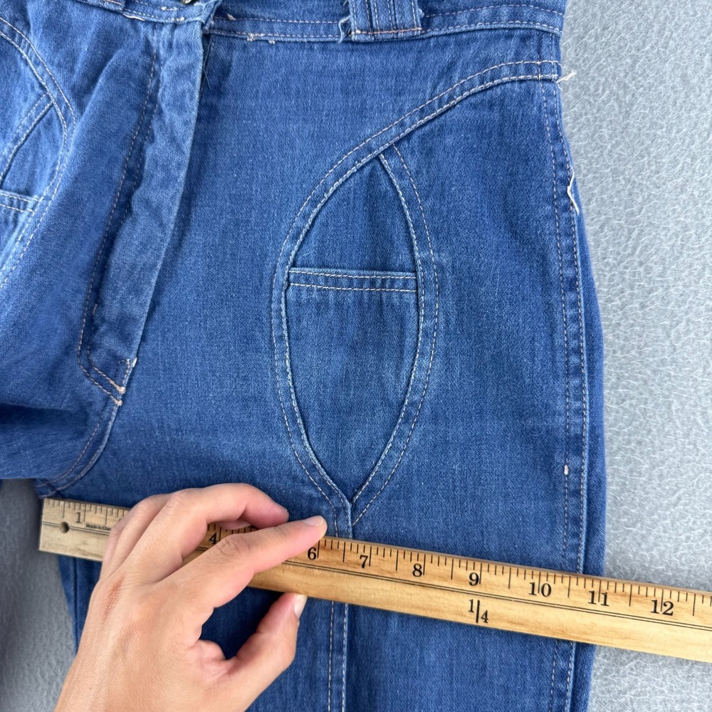 Vintage 70s Bell Bottom Jeans Womens 7/8 Fits 24x33 Blue Denim Flare - Picture 14 of 16